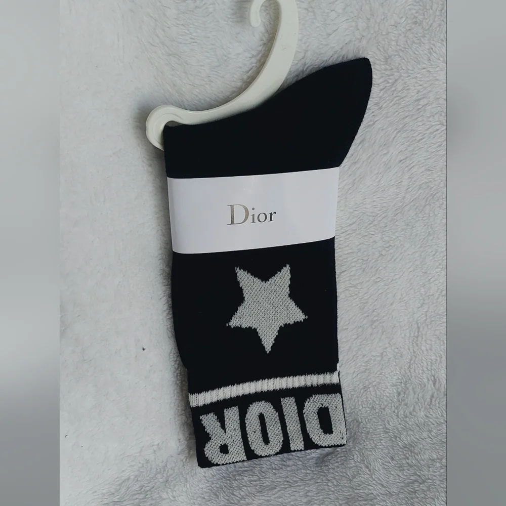 Black Socks with White Star Pattern Women size 7-9